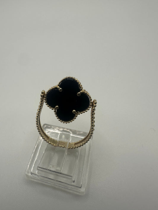 Anillo clover negra y color oro reversible