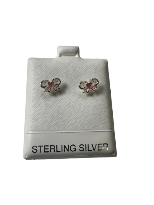 Aretes de moñito con broche de bolita