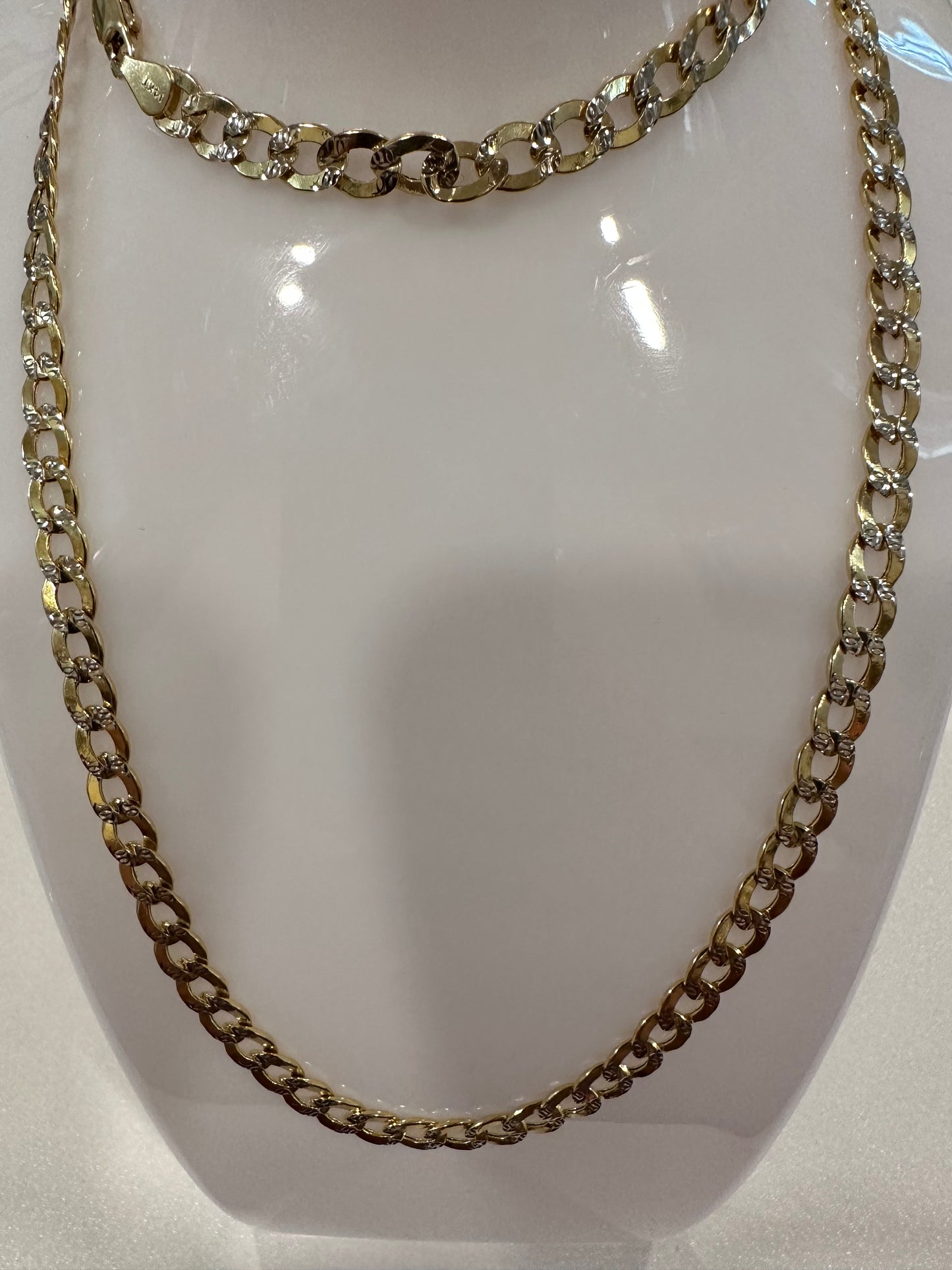 Cadena corte cubano diamantada 24”